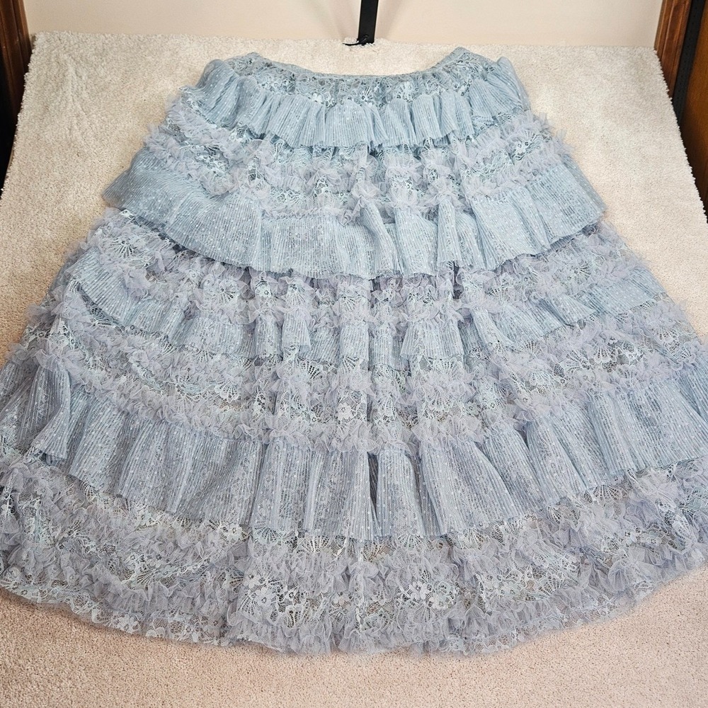 Free People Intimate XL Boho Romantic Victorian Tiered Lace Maxi Festival Prairi